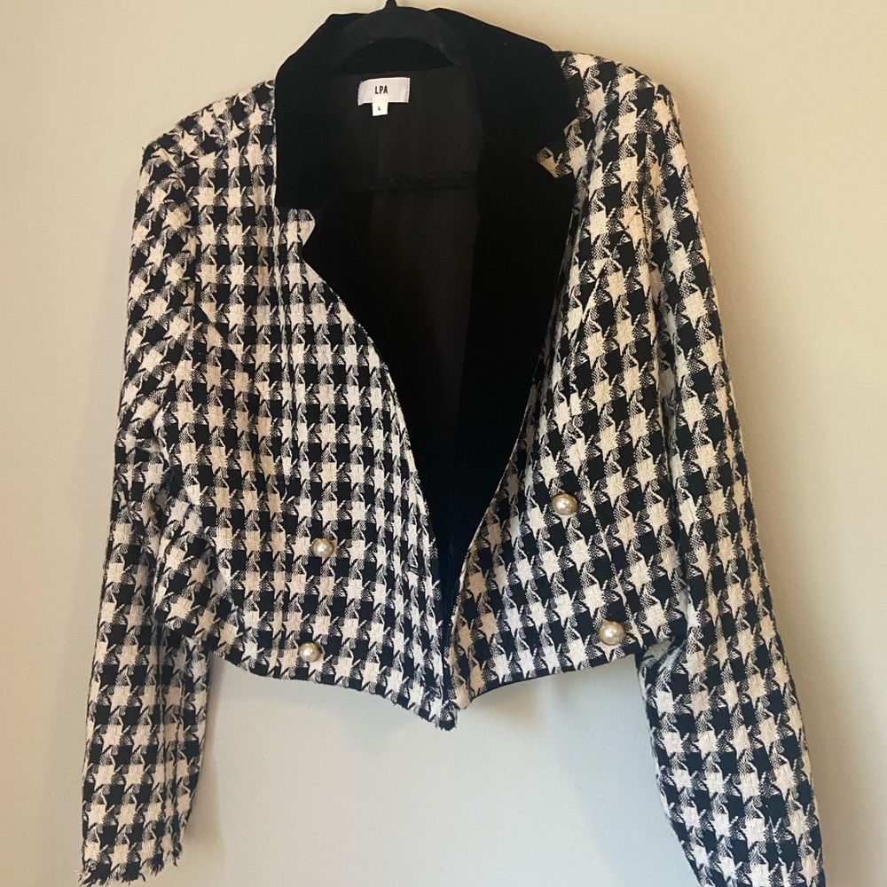 LPA Black and White Houndstooth Blazer